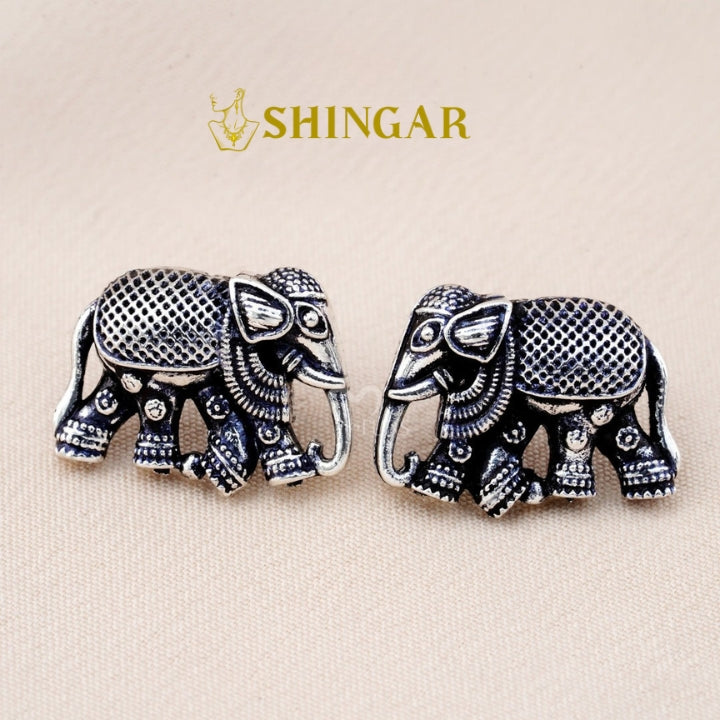 Set Of 12 Oxidized Designer Stud Earrings With Folding Jewelry Box