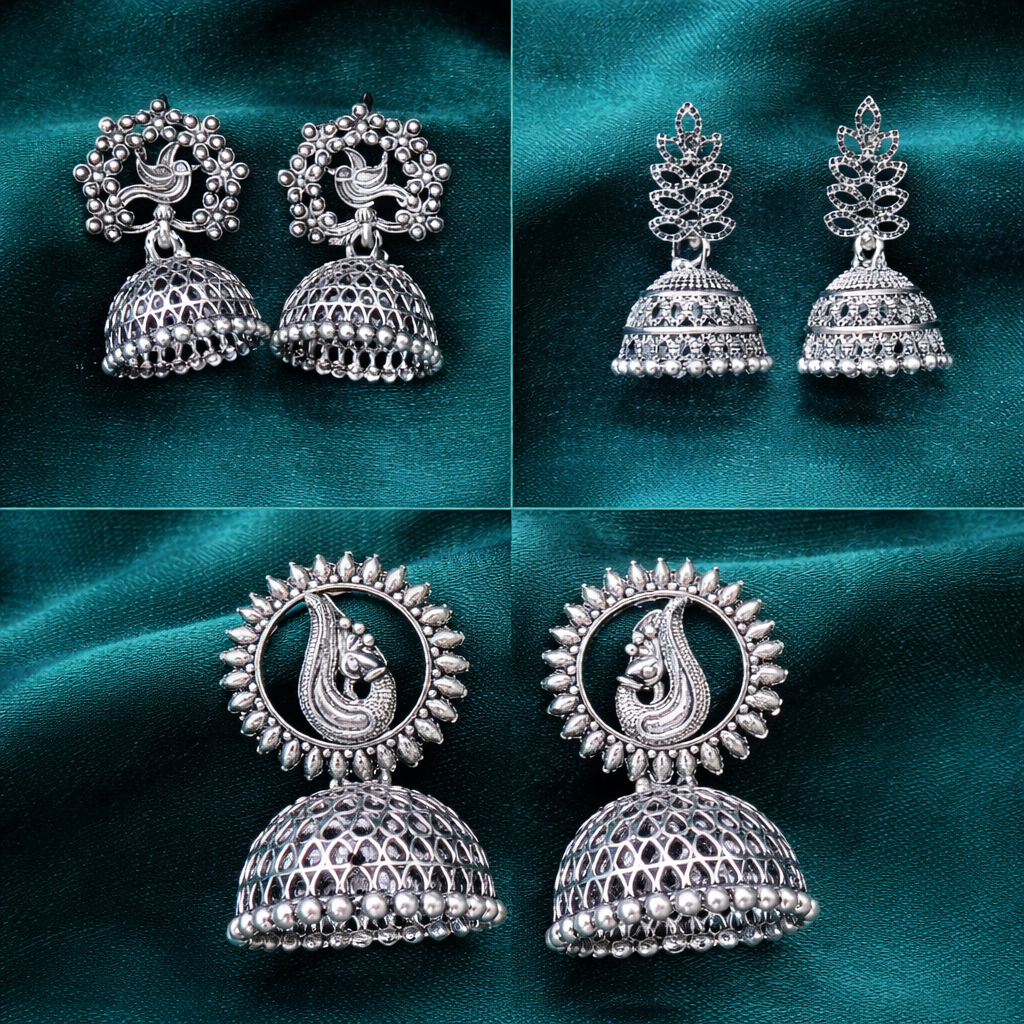 Set of 7 Oxidised Earrings Combo