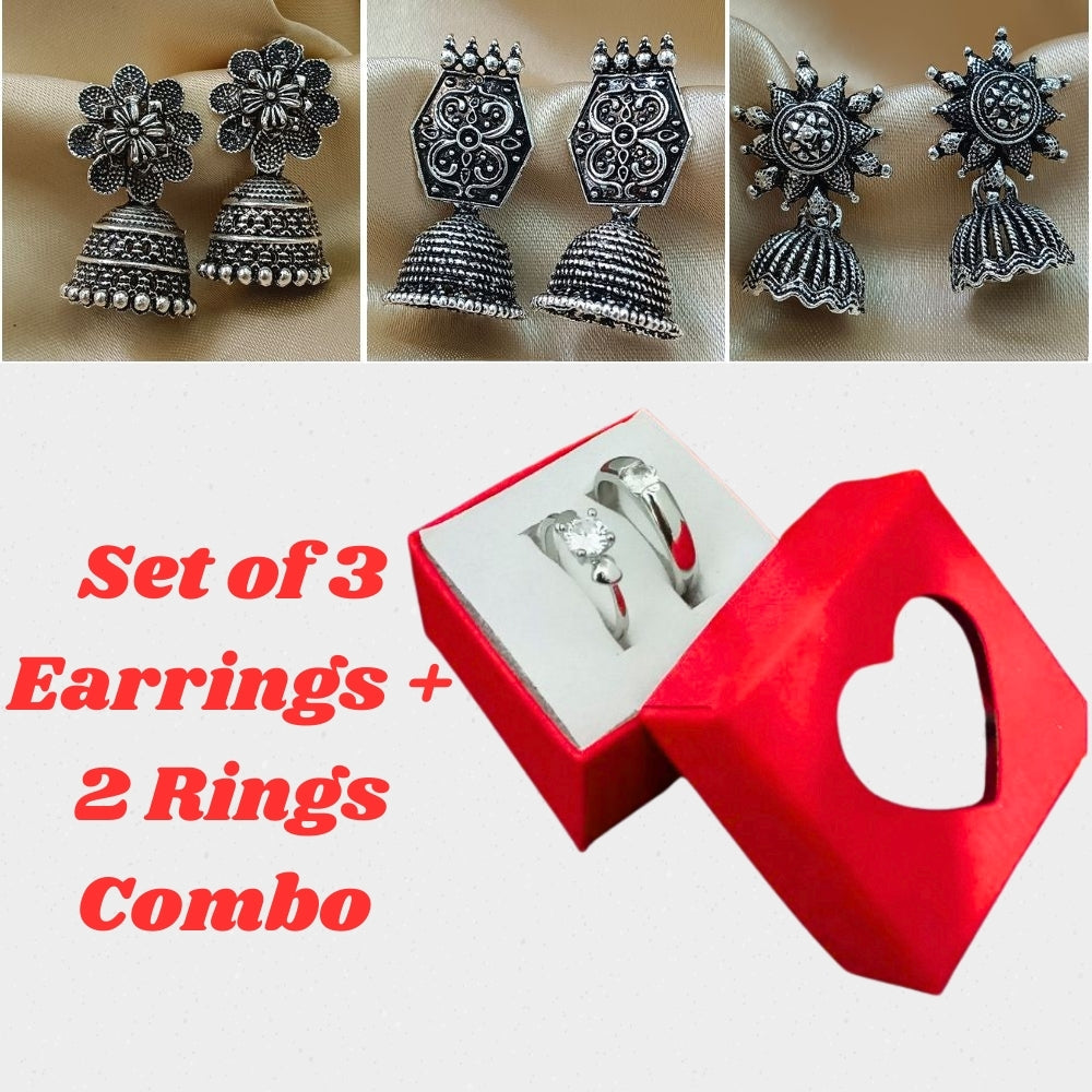 shingar Set of 5 Earrings + 2 Rings Combo
