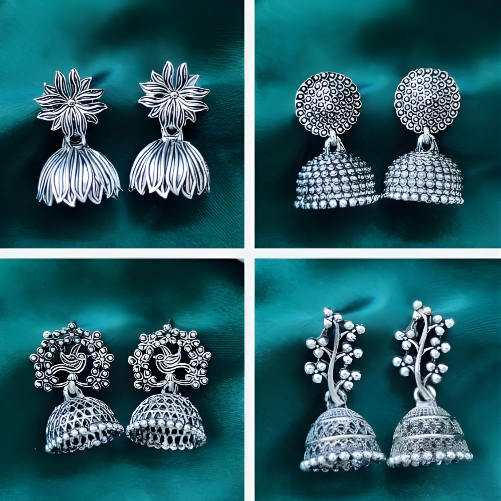 Set of 7 Oxidised Earrings Combo