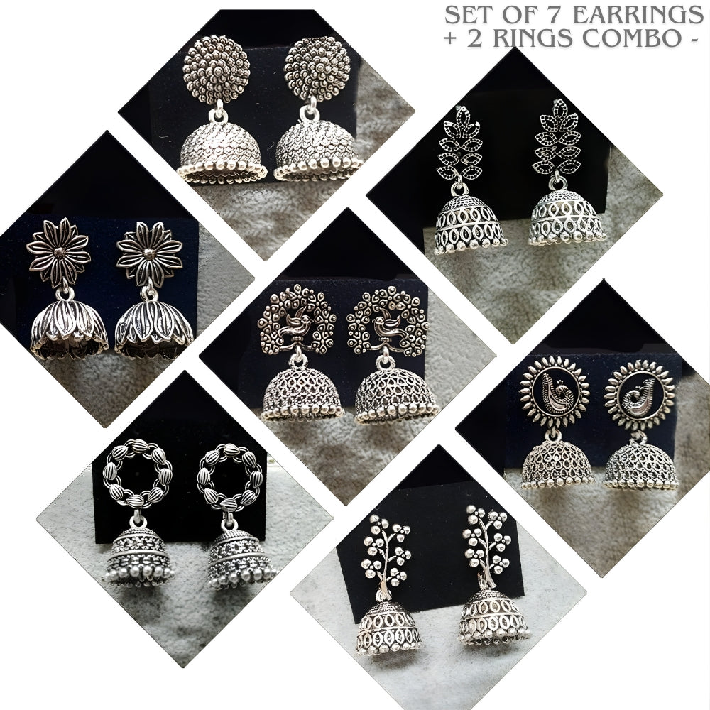 shingar Set of 5 Earrings + 2 Rings Combo