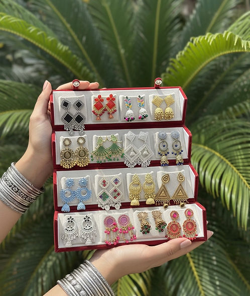 16 PC COLOUR JHUMKA + RED BOX